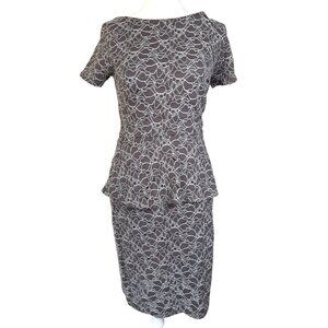 Velvet Graham & Spencer Size Medium Dress Gray Turq Sheath Peplum Stretch Fitted